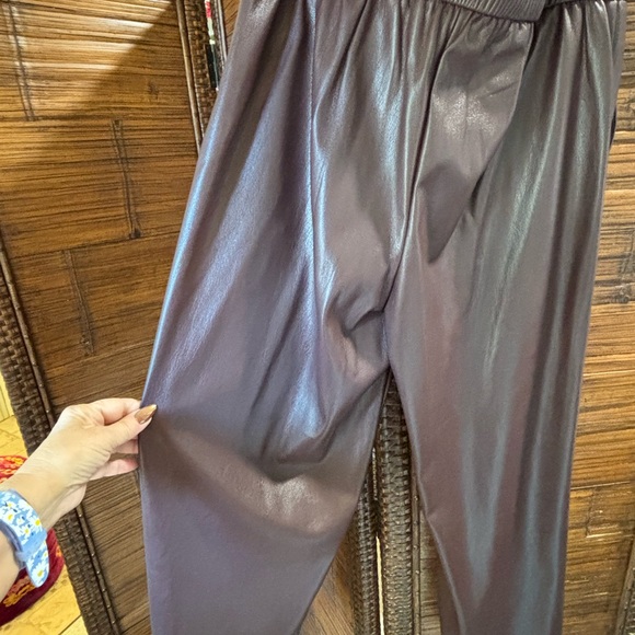 Chico's Faux Brown Leather Crop pants - Picture 3 of 7